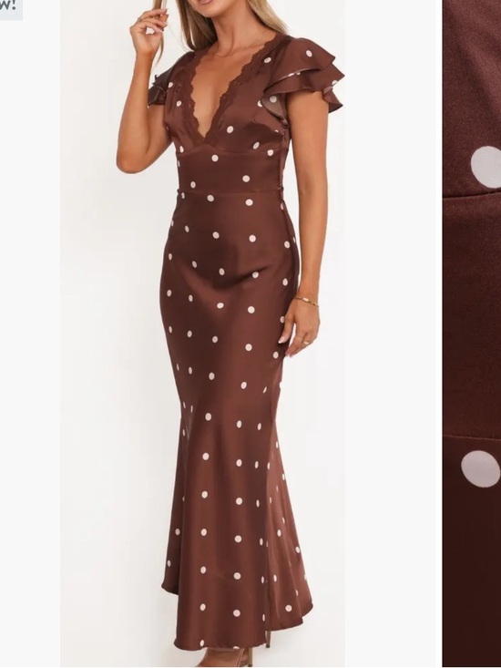 Petal & Pup Dresses & Skirts - Petal & Pup Brown Polka Dot V-Neck Maxi Dress